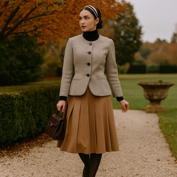 Talbots Jackets & Blazers - Talbots The Jackie Textured Stripe Collarless Blazer Jacket Neutra